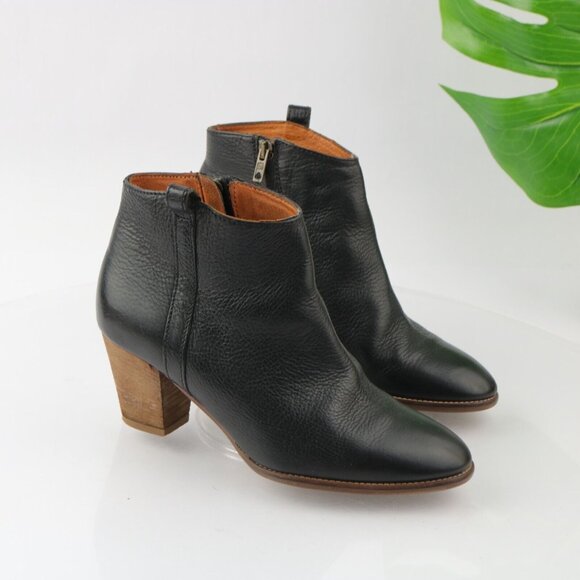 Madewell Womens Billie Boot Size 7.5 Black Leather Block Heel Western Bootie - Picture 2 of 13